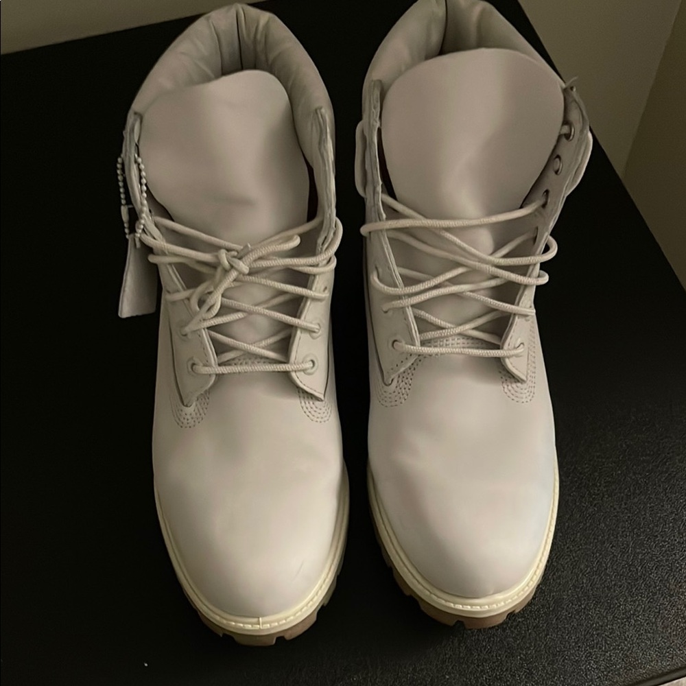 Stylish White Lace-Up Boots